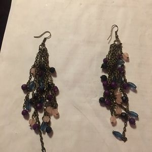 Chain linked long earrings